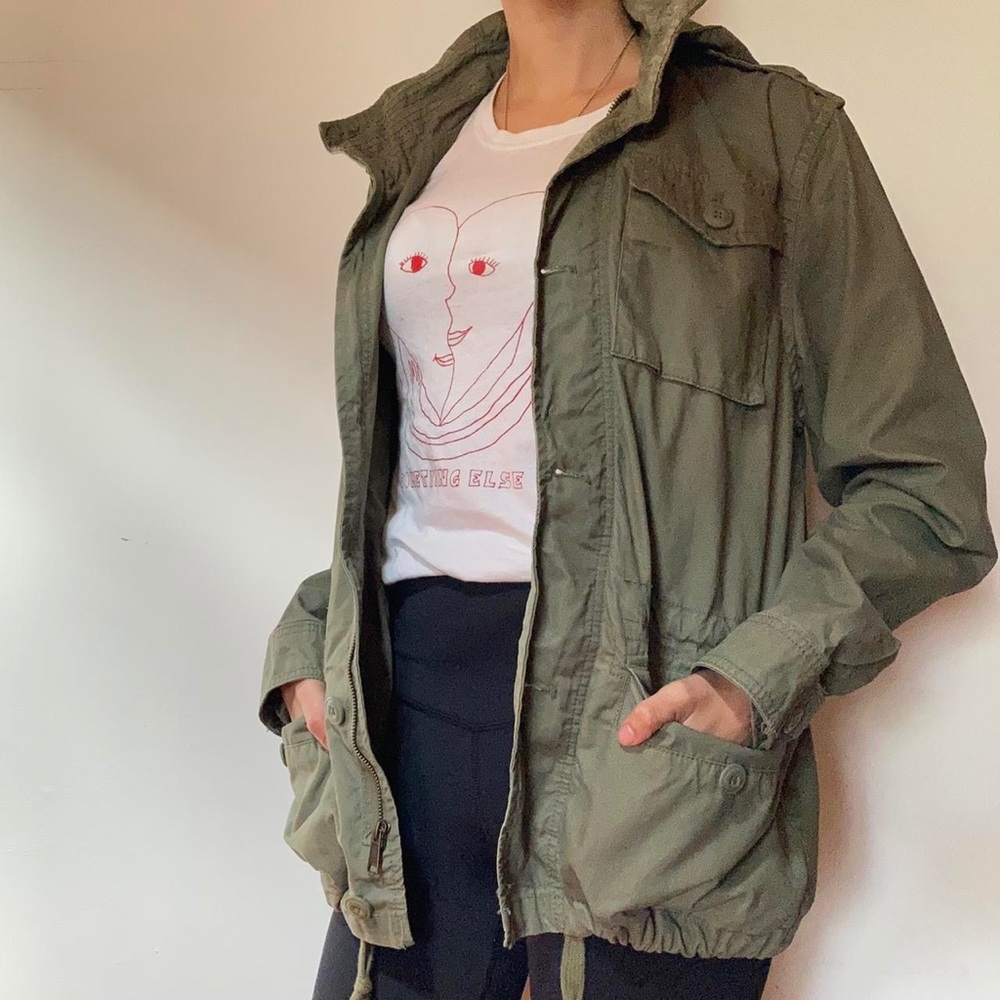Green cargo jacket Old Navy with hood